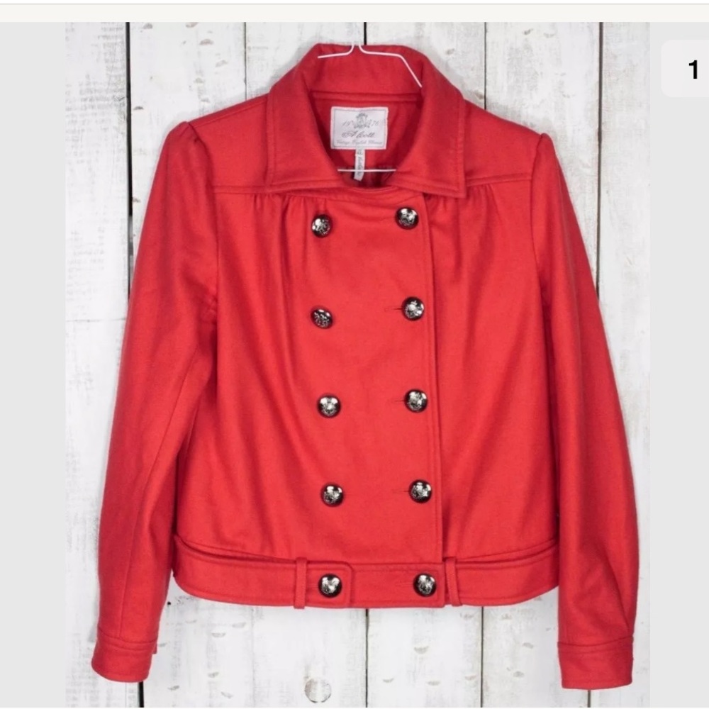 Vintage English Glamour Red Coral Crop Jacket  XL